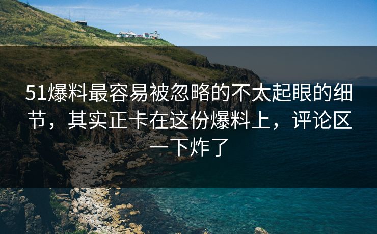 51爆料最容易被忽略的不太起眼的细节，其实正卡在这份爆料上，评论区一下炸了