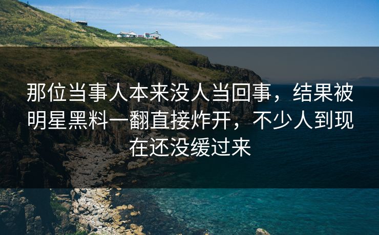 那位当事人本来没人当回事，结果被明星黑料一翻直接炸开，不少人到现在还没缓过来