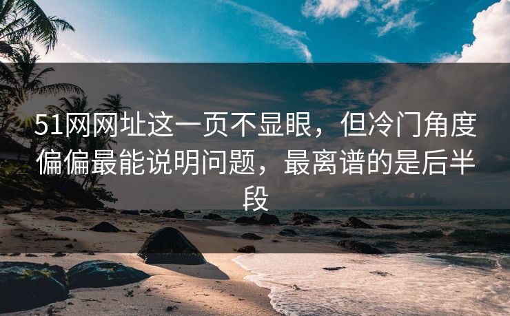 51网网址这一页不显眼，但冷门角度偏偏最能说明问题，最离谱的是后半段