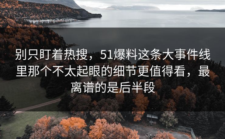 别只盯着热搜，51爆料这条大事件线里那个不太起眼的细节更值得看，最离谱的是后半段