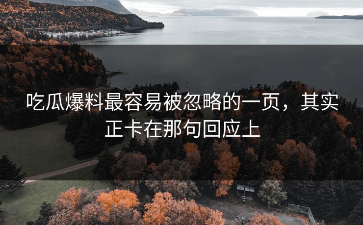 吃瓜爆料最容易被忽略的一页，其实正卡在那句回应上
