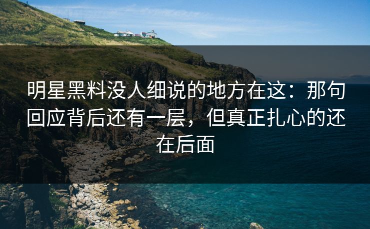 明星黑料没人细说的地方在这：那句回应背后还有一层，但真正扎心的还在后面