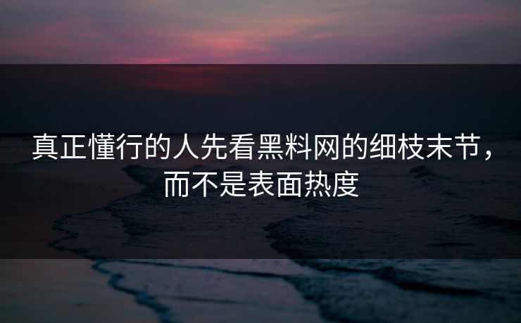 真正懂行的人先看黑料网的细枝末节，而不是表面热度