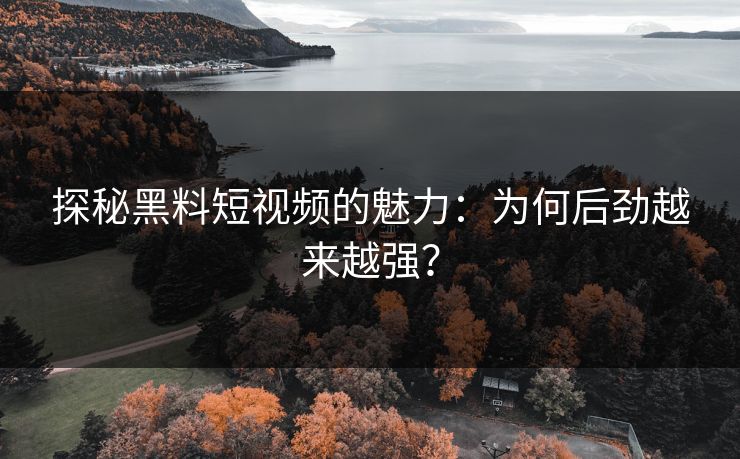 探秘黑料短视频的魅力：为何后劲越来越强？